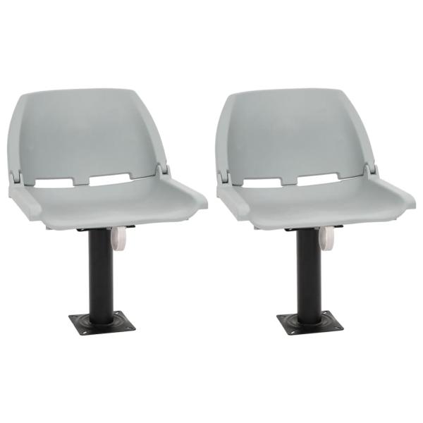 ARDEBO.de - 4-tlg. Bootssitz-Set Klappbar Kein Kissen Grau 48x51x41 cm