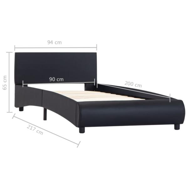Bettgestell mit LED Schwarz Kunstleder 90x200 cm
