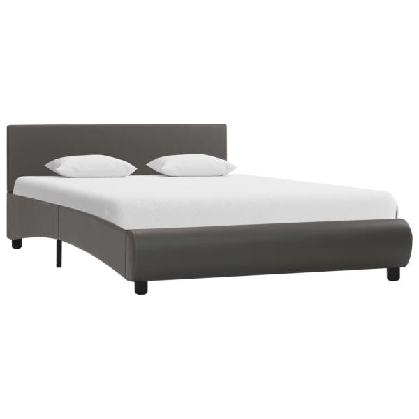 Bettgestell mit LED Grau Kunstleder 120×200 cm