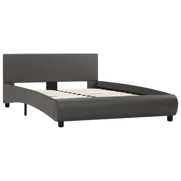 Bettgestell mit LED Grau Kunstleder 120×200 cm