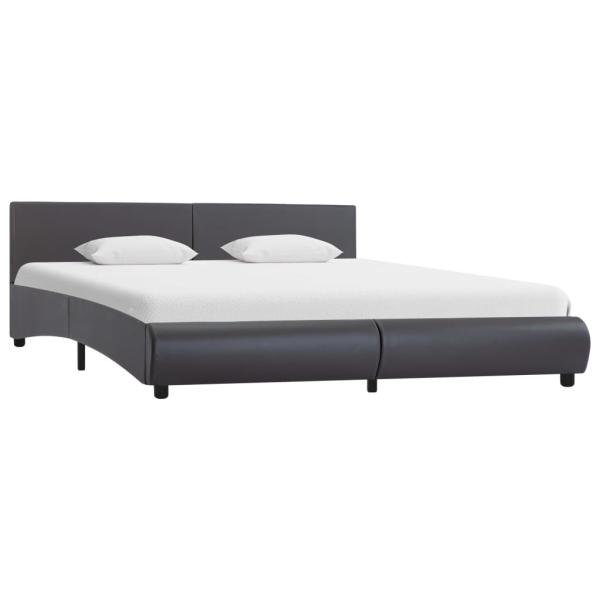 Bettgestell mit LED Grau Kunstleder 160x200 cm