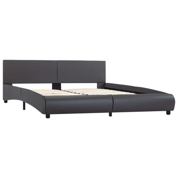 Bettgestell mit LED Grau Kunstleder 160x200 cm