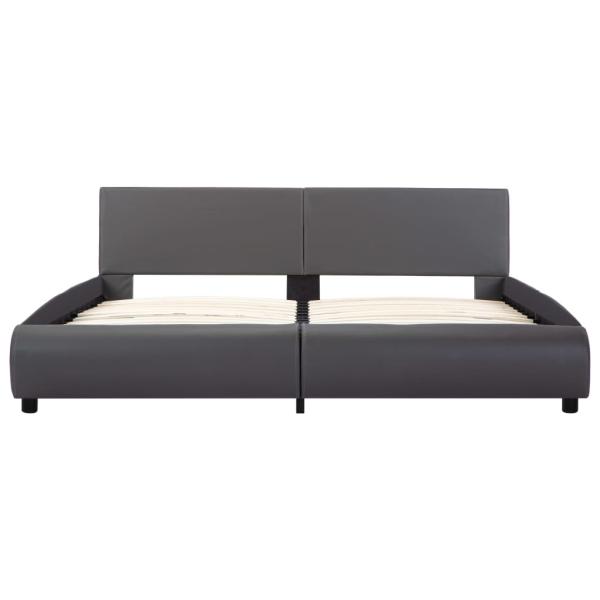 Bettgestell mit LED Grau Kunstleder 160x200 cm