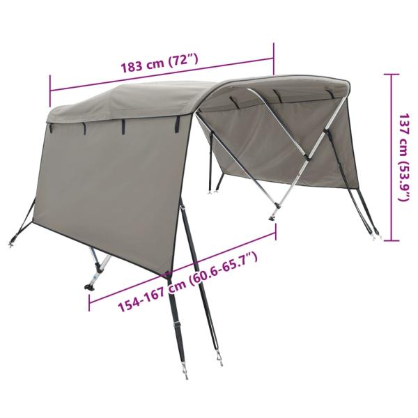 3-Bow Bimini-Top mit Seitenteilen 183x(154-167)x137 cm