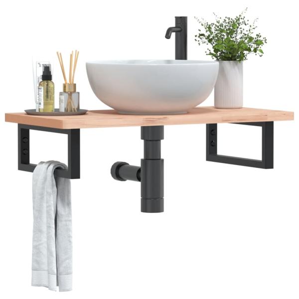 ARDEBO.de - Waschbeckenregal Wandmontage Stahl und Massivholz Buche