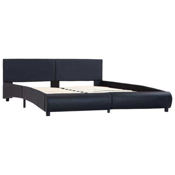 Bettgestell mit LED Schwarz Kunstleder 160 x 200 cm