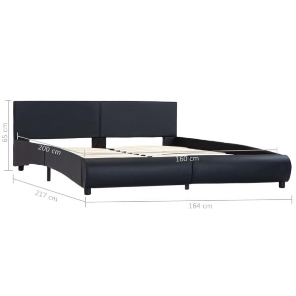Bettgestell mit LED Schwarz Kunstleder 160 x 200 cm