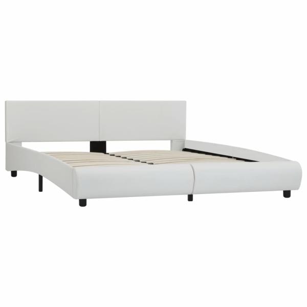 Bettgestell mit LED Weiß Kunstleder 160×200 cm