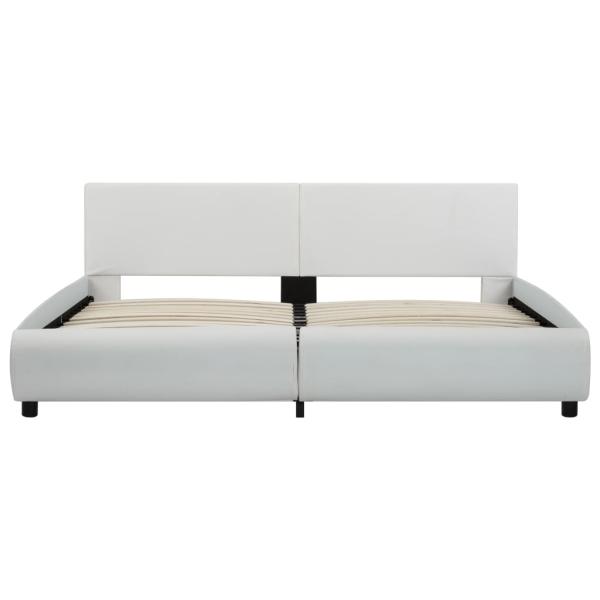 Bettgestell mit LED Weiß Kunstleder 160×200 cm