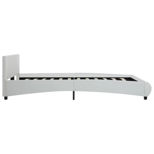 Bettgestell mit LED Weiß Kunstleder 160×200 cm
