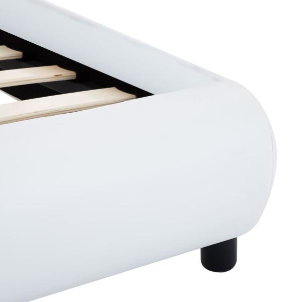 Bettgestell mit LED Weiß Kunstleder 160×200 cm