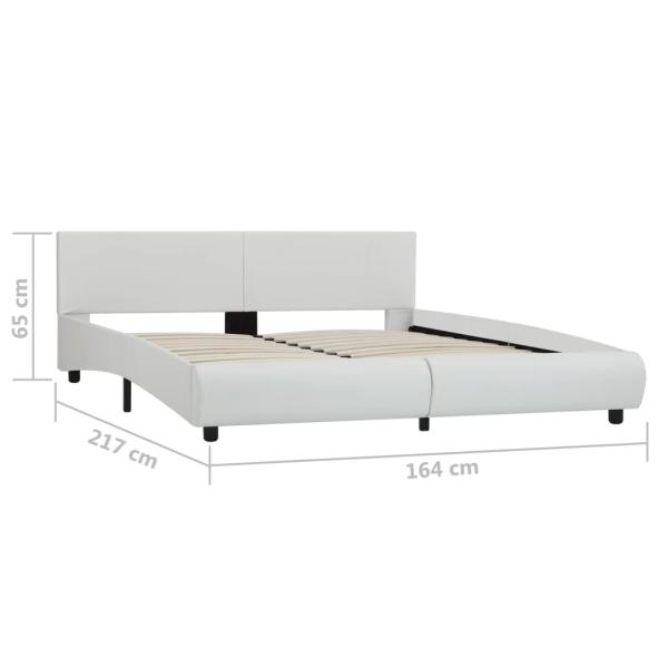 Bettgestell mit LED Weiß Kunstleder 160×200 cm