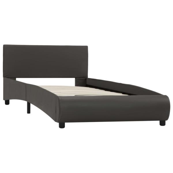 Bettgestell mit LED Grau Kunstleder 90×200 cm