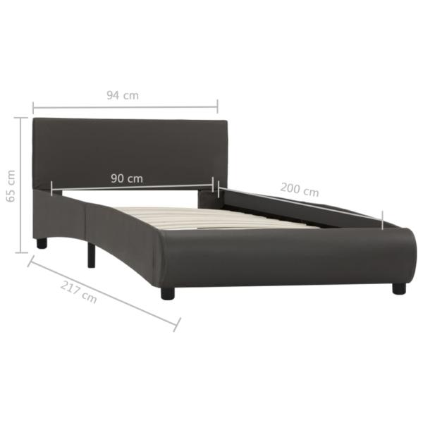 Bettgestell mit LED Grau Kunstleder 90×200 cm