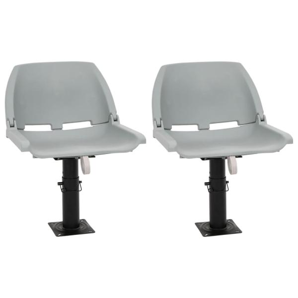 ARDEBO.de - 4-tlg. Bootssitz-Set Klappbar Kein Kissen Grau 48x51x41 cm