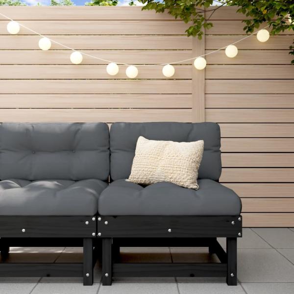 ARDEBO.de - Garten-Mittelsofa Schwarz Massivholz Kiefer