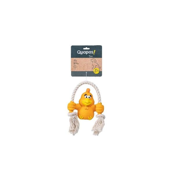 ARDEBO.de Quapas Dog Toy Fun Latex Chicken with Rope