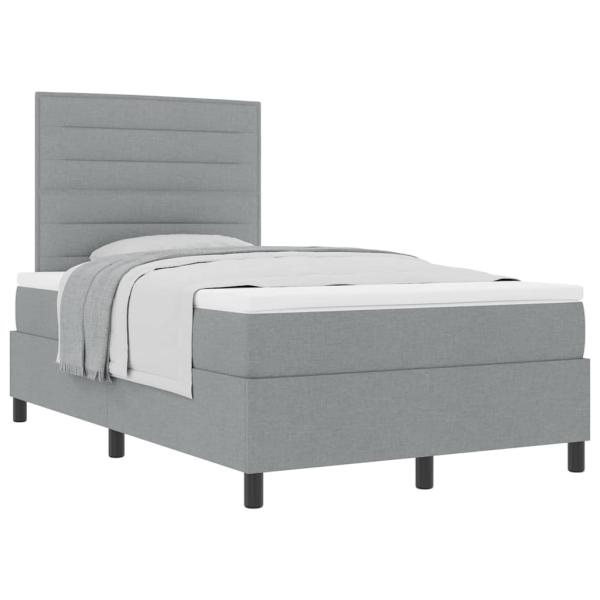 Boxspringbett mit Matratze Hellgrau Klein Doppelstoff