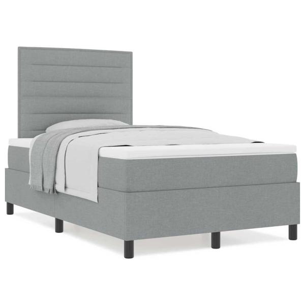 Boxspringbett mit Matratze Hellgrau Klein Doppelstoff