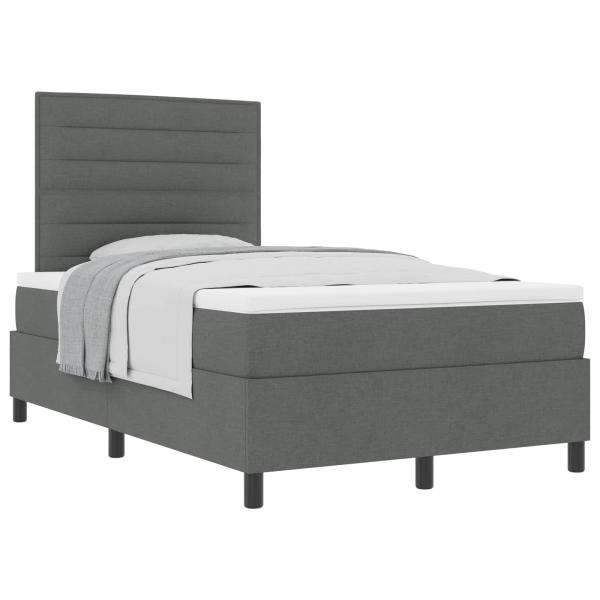 Boxspringbett mit Matratze Dunkelgrau Kleines Doppelstoff