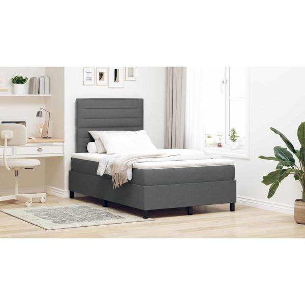 Boxspringbett mit Matratze Dunkelgrau Kleines Doppelstoff