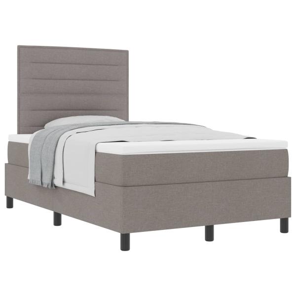 Boxspringbett mit Matratze in Taupe ? Kleines Doppelbett aus Stoff