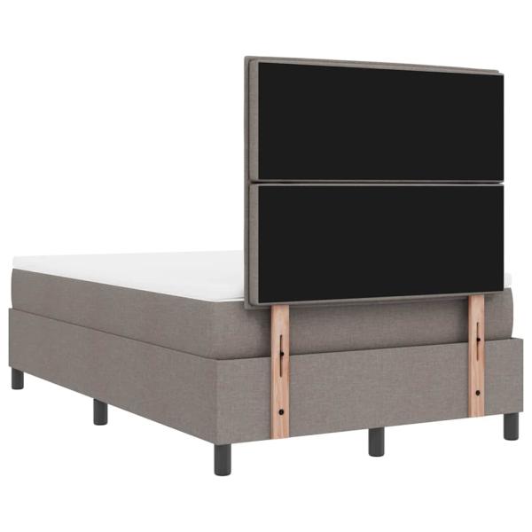 Boxspringbett mit Matratze in Taupe ? Kleines Doppelbett aus Stoff