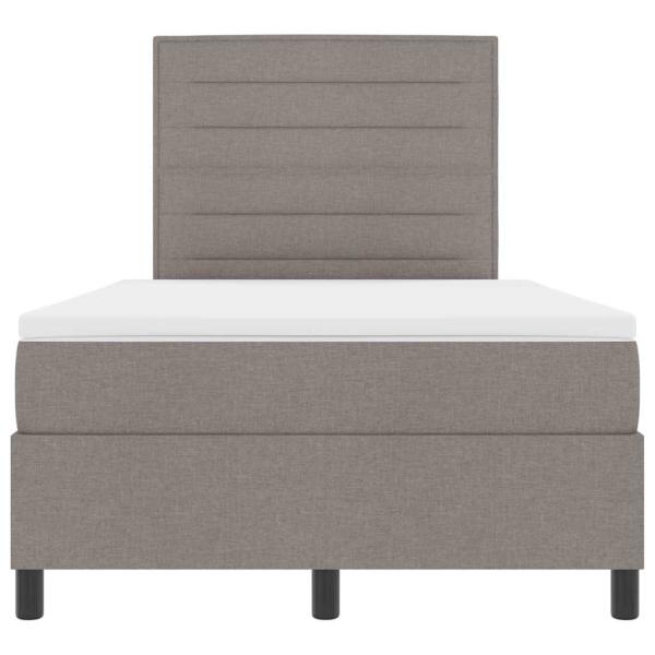 Boxspringbett mit Matratze in Taupe ? Kleines Doppelbett aus Stoff