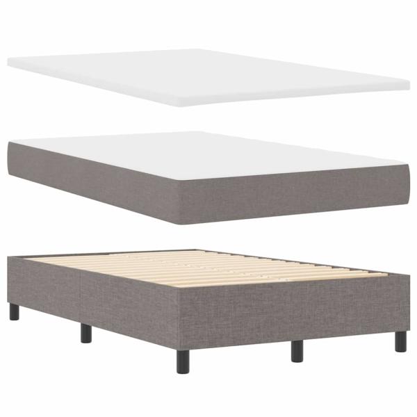 Boxspringbett mit Matratze in Taupe ? Kleines Doppelbett aus Stoff