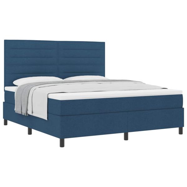 Boxspringbett mit Matratze Blau Super King Stoff