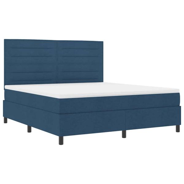 Boxspringbett mit Matratze mit Kopfteil Blau 180 x 200 cm Stoff