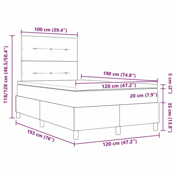 Boxspringbett mit Matratze Schwarz Kleines Doppelbett Stoff