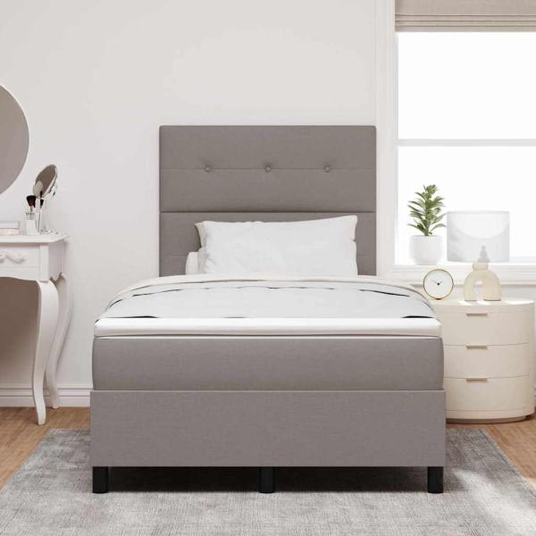 ARDEBO.de - Boxspringbett mit Matratze Taupe Klein Doppel Stoff