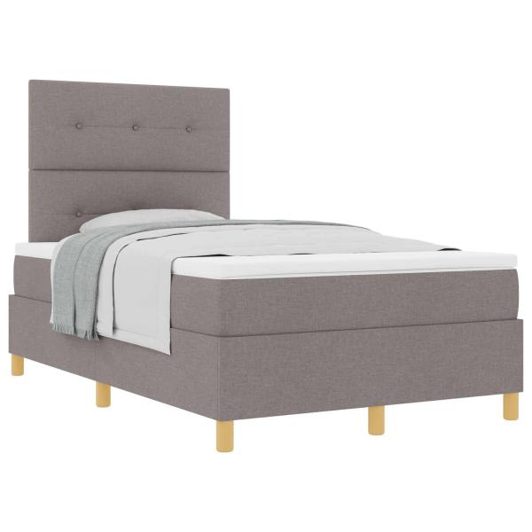 Boxspringbett mit Matratze Taupe Kleines Doppelbett Stoff