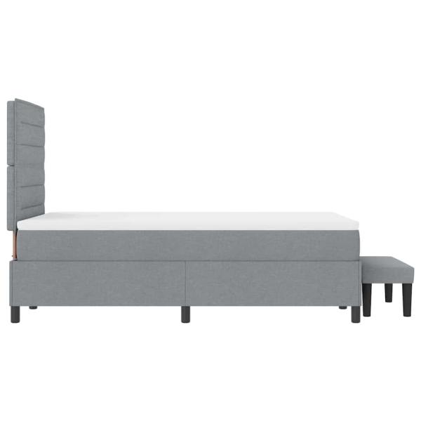 Boxspringbett mit Matratze & Bank Hellgrau 120x190 cm Stoff
