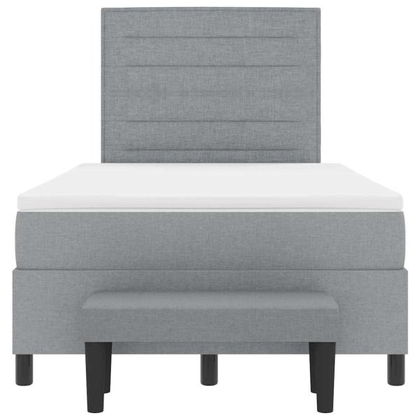 Boxspringbett mit Matratze & Bank Hellgrau 120x190 cm Stoff