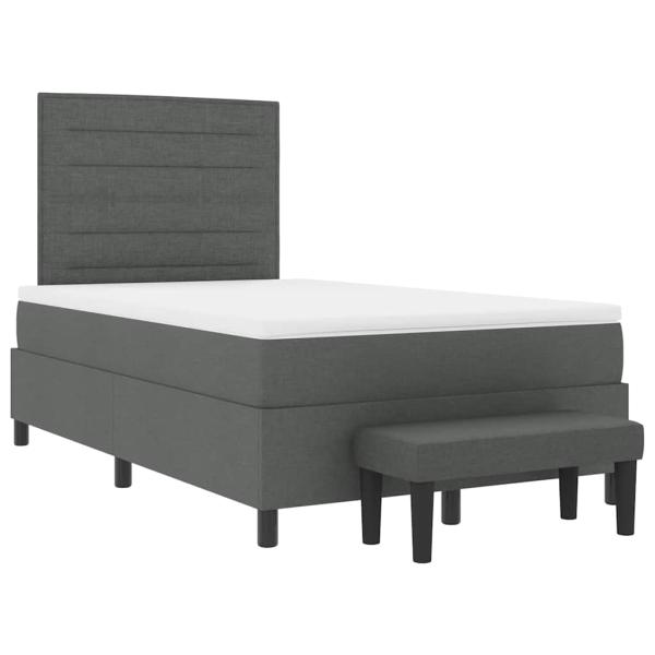 Boxspringbett mit Matratze & Bank Dunkelgrau 120x190 cm Stoff