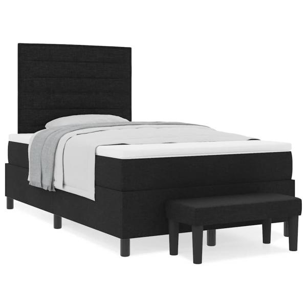 Boxspringbett mit Matratze & Bank Schwarz 120x190 cm Stoff