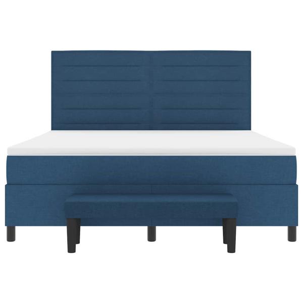 Boxspringbett mit Matratze & Bank Blau 180x200 cm Stoff