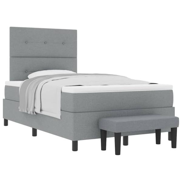 Boxspringbett mit Matratze & Bank Hellgrau 120x190 cm Stoff