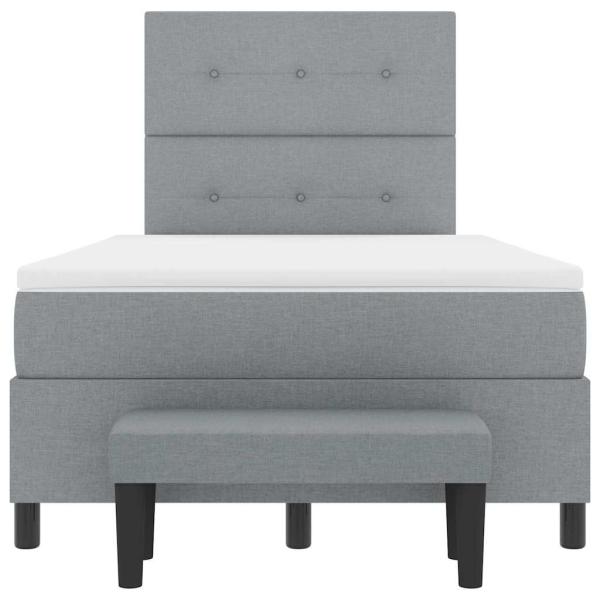 Boxspringbett mit Matratze & Bank Hellgrau 120x190 cm Stoff