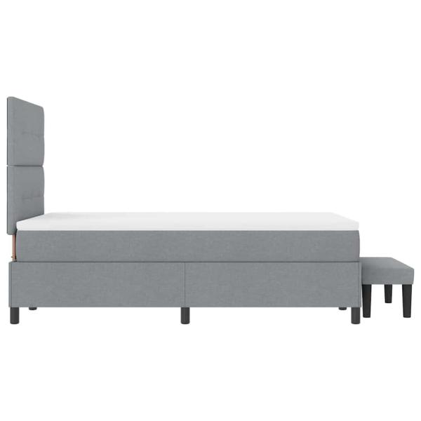 Boxspringbett mit Matratze & Bank Hellgrau 120x190 cm Stoff