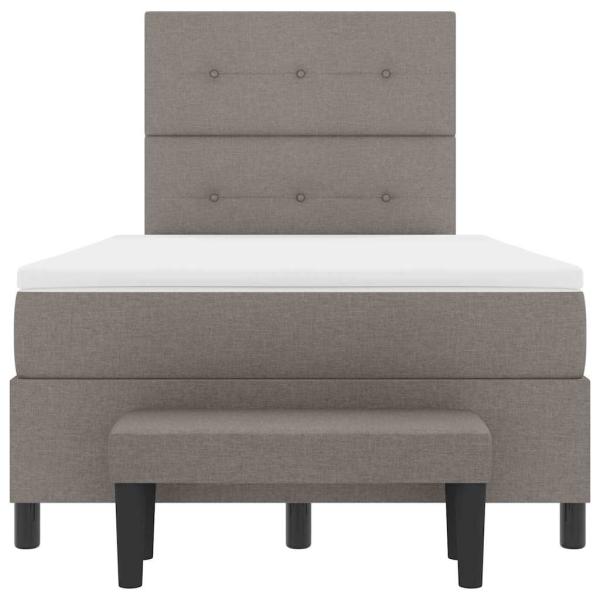 Boxspringbett mit Matratze & Bank Grau 120x190 cm Stoff