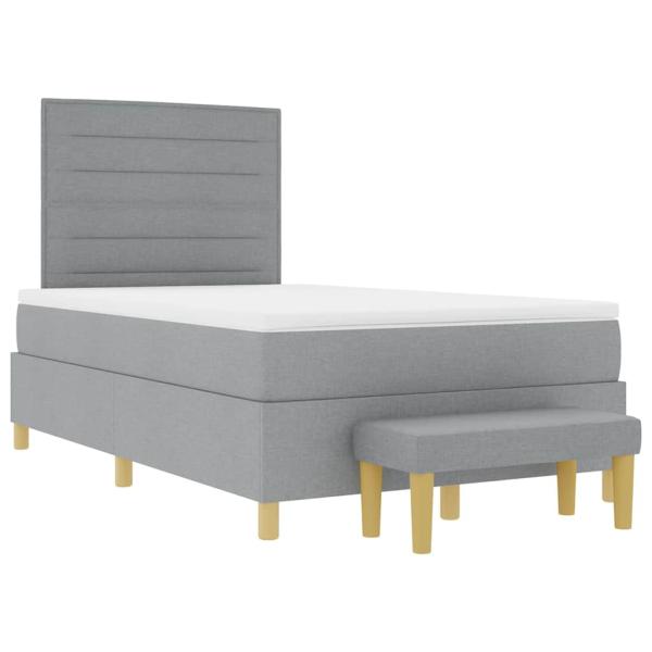 Boxspringbett mit Matratze & Bank Hellgrau 120x190 cm Stoff