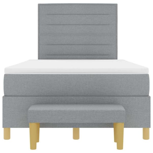 Boxspringbett mit Matratze & Bank Hellgrau 120x190 cm Stoff