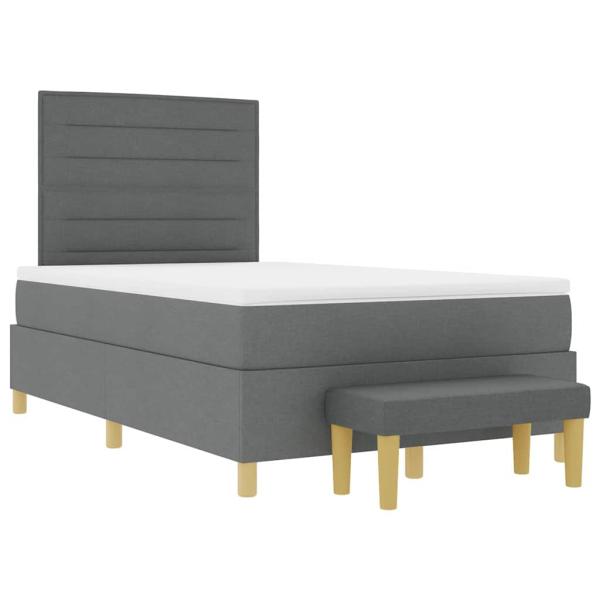 Boxspringbett mit Matratze & Bank Dunkelgrau 120x190 cm Stoff