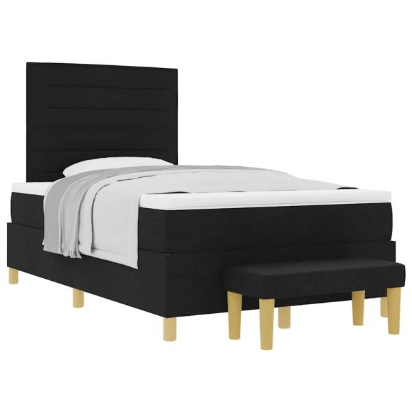 Boxspringbett mit Matratze & Bank Schwarz 120 x 190 cm Stoff