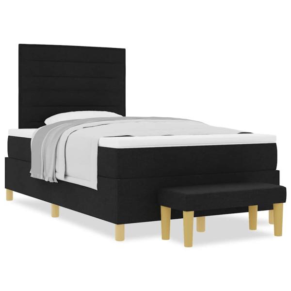 Boxspringbett mit Matratze & Bank Schwarz 120 x 190 cm Stoff