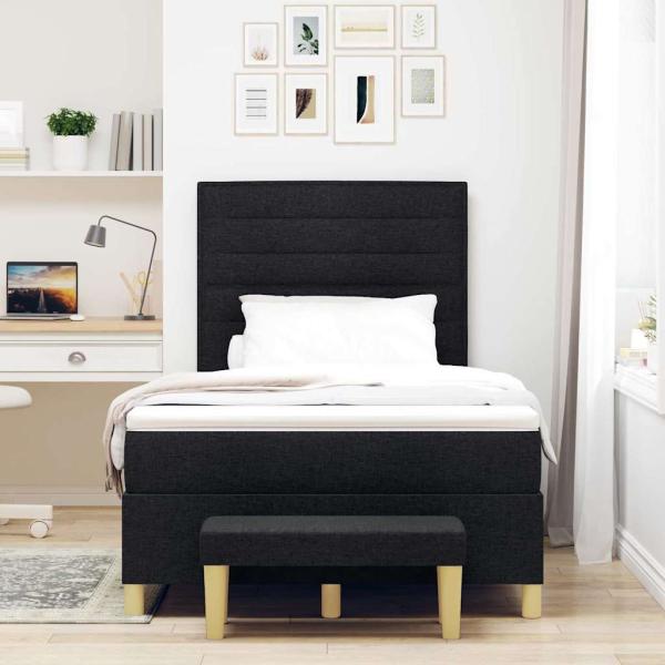 Boxspringbett mit Matratze & Bank Schwarz 120 x 190 cm Stoff