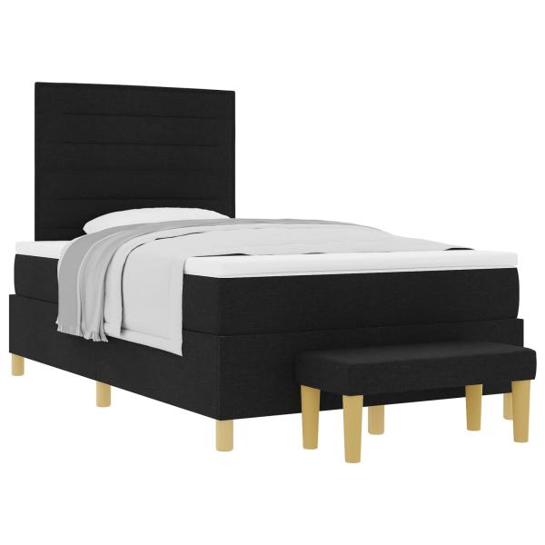 Boxspringbett mit Matratze & Bank Schwarz 120 x 190 cm Stoff